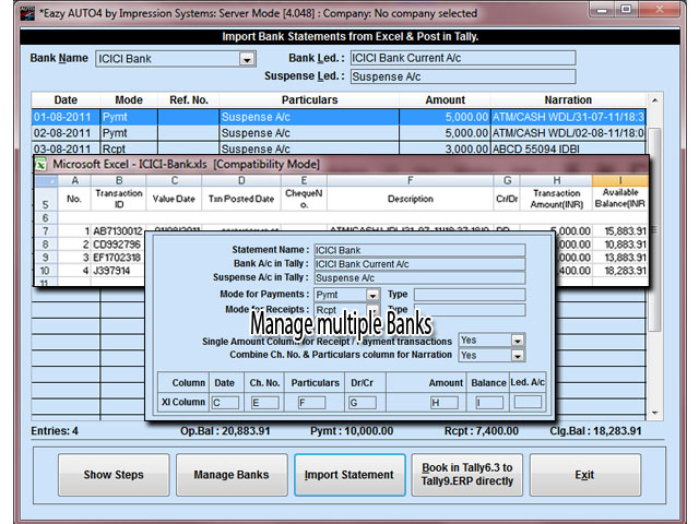 Import Bank Statements from Excel to Tally